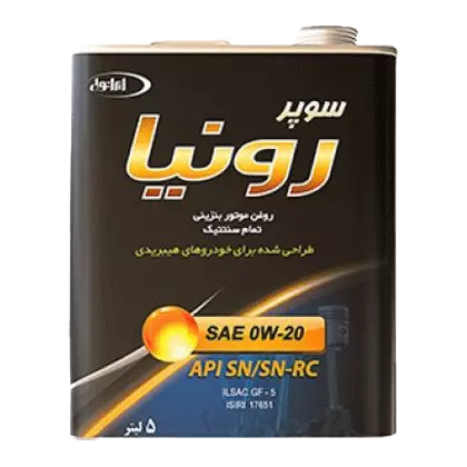 روغن موتور ايرانول سوپر رونيا 0W20 با حجم 5 لیتر فلزی