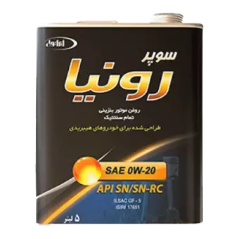 روغن موتور ايرانول سوپر رونيا 0W20 با حجم 5 لیتر فلزی