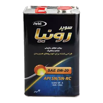 روغن موتور ايرانول سوپر رونيا 0W20 با حجم 4 لیتر فلزی