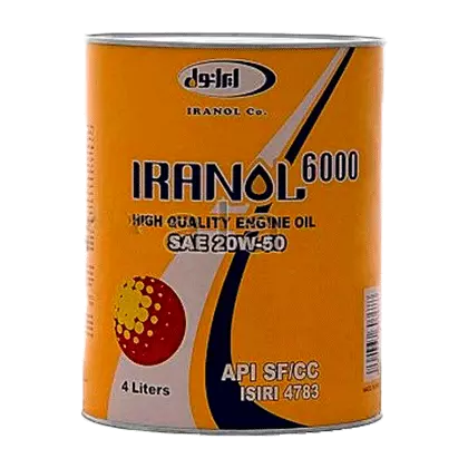روغن موتور ایرانول6000 20W50 با حجم 4 لیتر فلزی