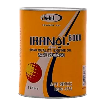 روغن موتور ایرانول6000 20W50 با حجم 4 لیتر فلزی