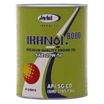 روغن موتور ایرانول 8000 20W50 با حجم 4 لیتر فلزی